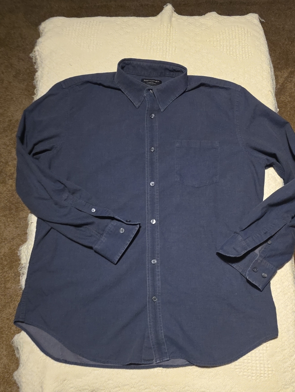Banana Republic Men's Navy Chambray Button-Up Shirt - Classic Long Sleeve, XL